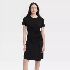 Universal Thread Black Mini Ruched Tshirt Dress - Size L